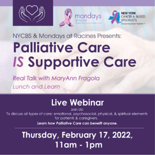 NYCBS & Mondays at Racines Presents:
Palliative Care IS Supportive Care image