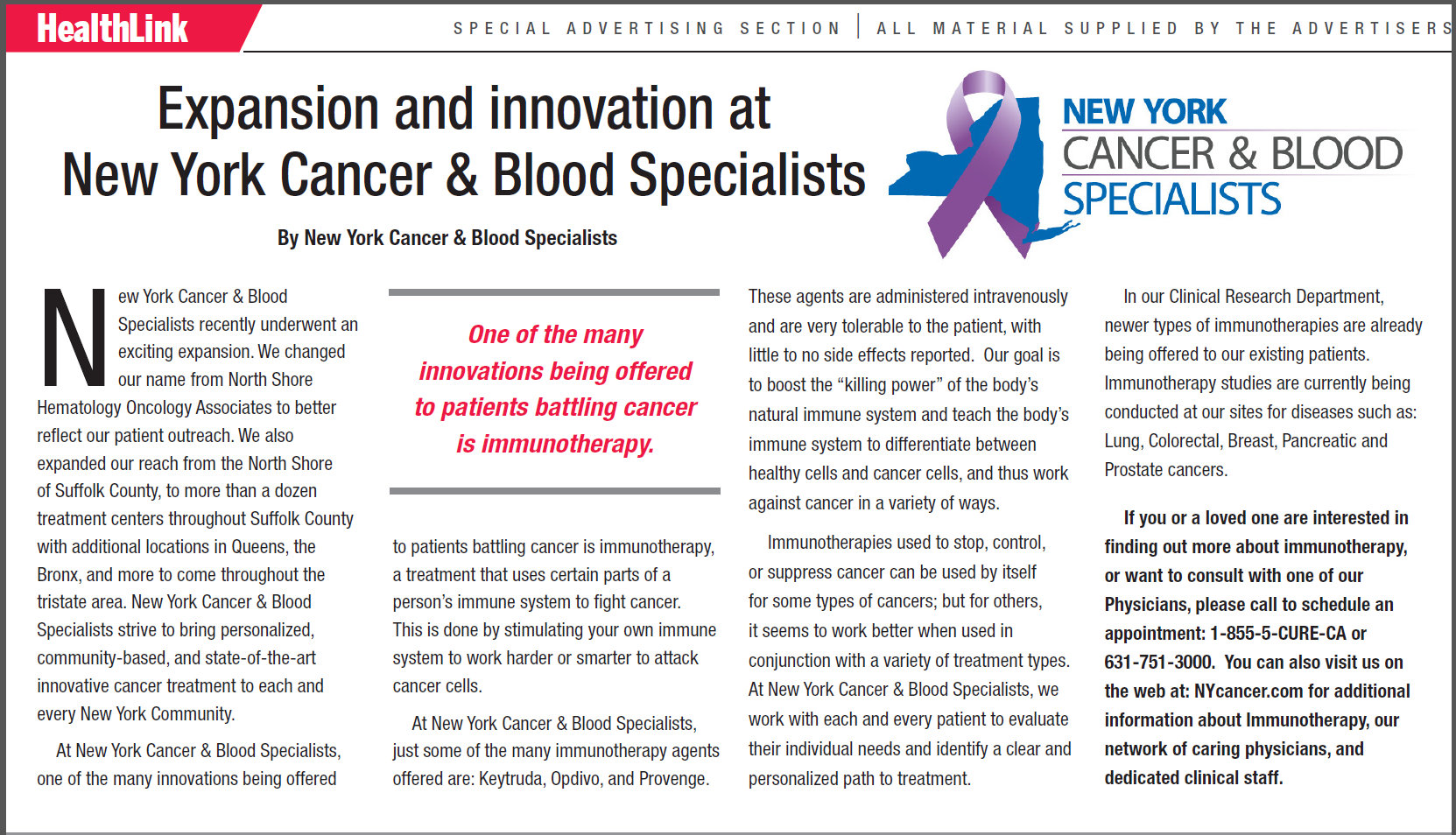 Expansion and Innovation at New York Cancer & Blood Specialists image
